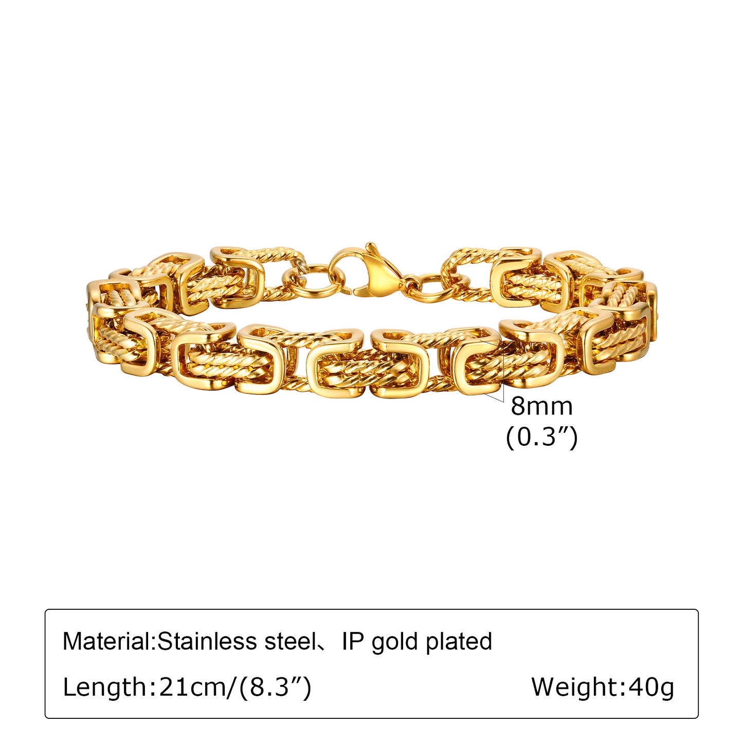 Stainless Steel Byzantine Twist Handmade Chain Men Jewelry