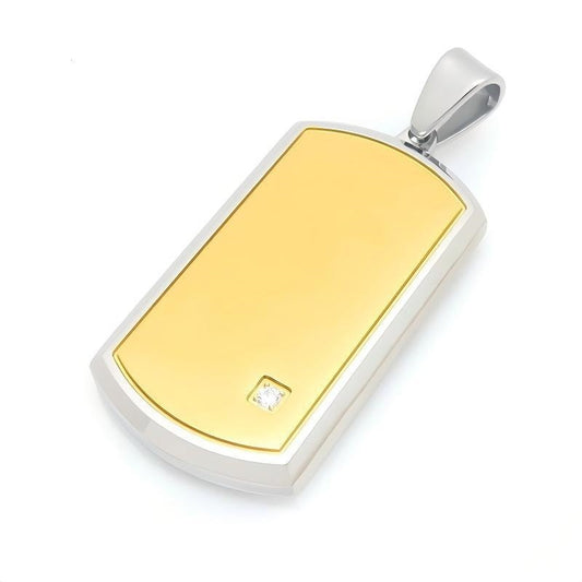 Border Line Drawing Military Brand Titanium Steel Pendant Inlaid Zircon Identity Tag Stainless Necklace