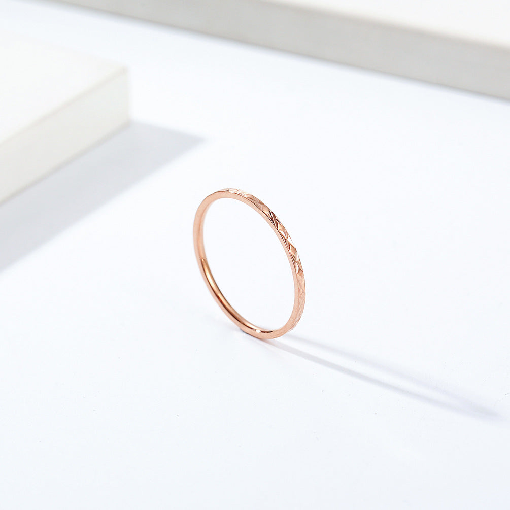 Japanese and Korean Style 1mm Rhombus Titanium Steel Ring