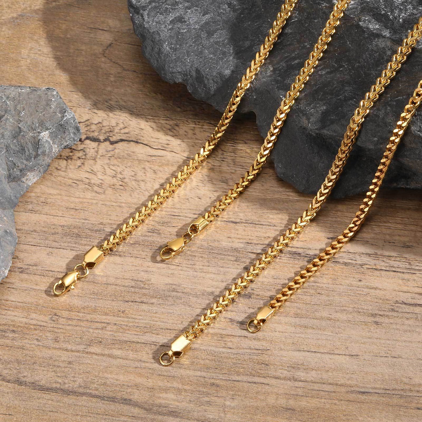 Stainless Steel Six-Sided Grinding Steel Necklace – Gold Unisex Unisex