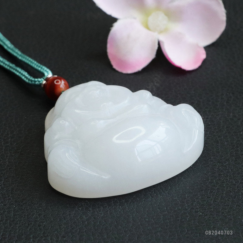 Golden Silk Jade Buddha Pendant