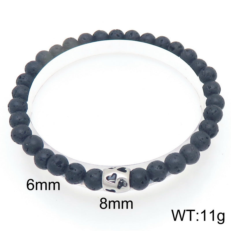 Planderful Genie Beaded Volcanic Stone Men Bracelet