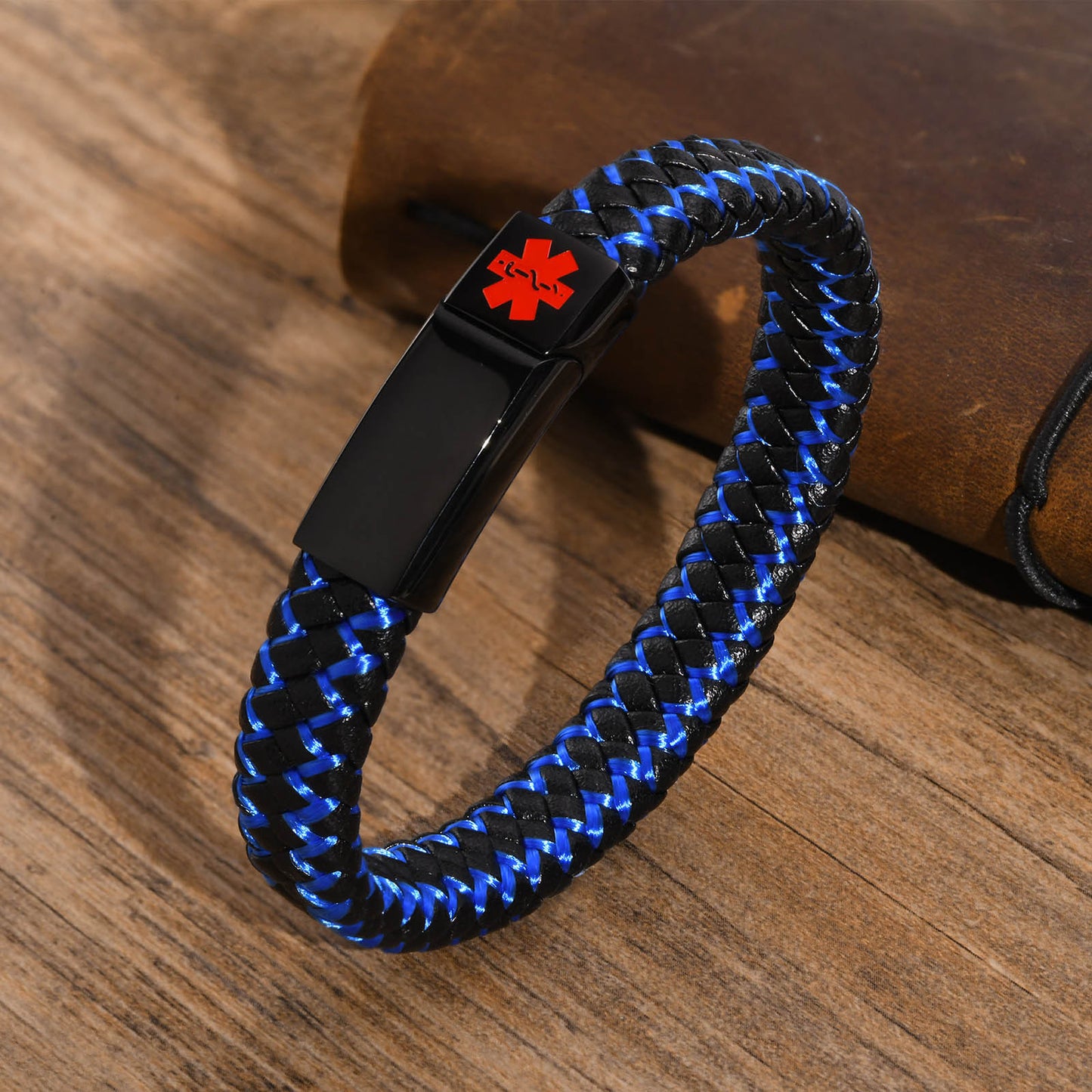 Stainless Steel Magnetic Buckle Red Medical Logo Bracelet for Men