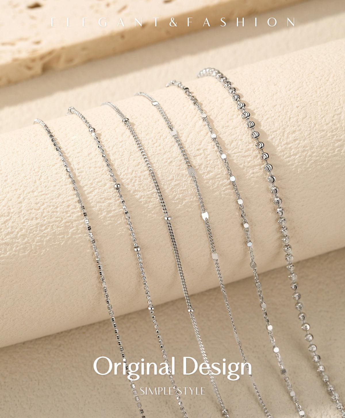 925 Sterling Silver Shimmer Plain Chain Necklace
