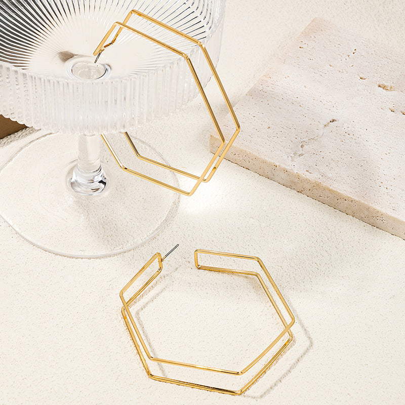 Geometric Chic Metal Earrings - Vienna Verve Collection