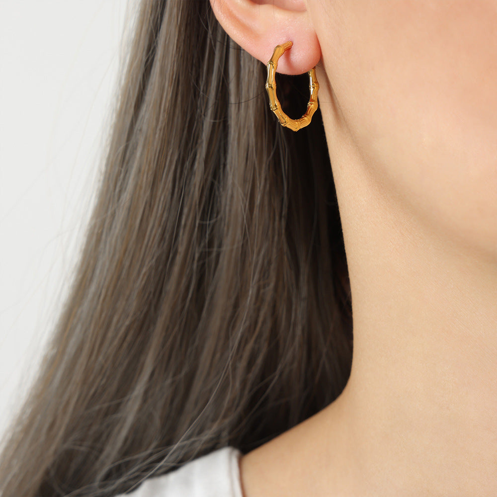 Geometric Gold-Plated Earrings with Retro European Flair