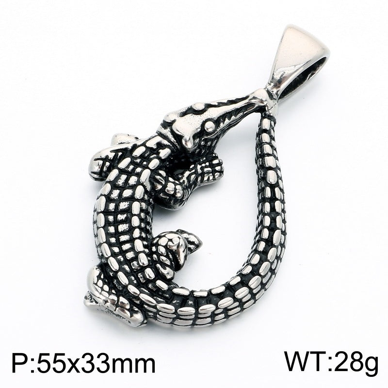 Beast Reptile Fish Titanium Steel Pendant Vintage Dragon Snake Crocodile Men's Stainless Steel Necklace