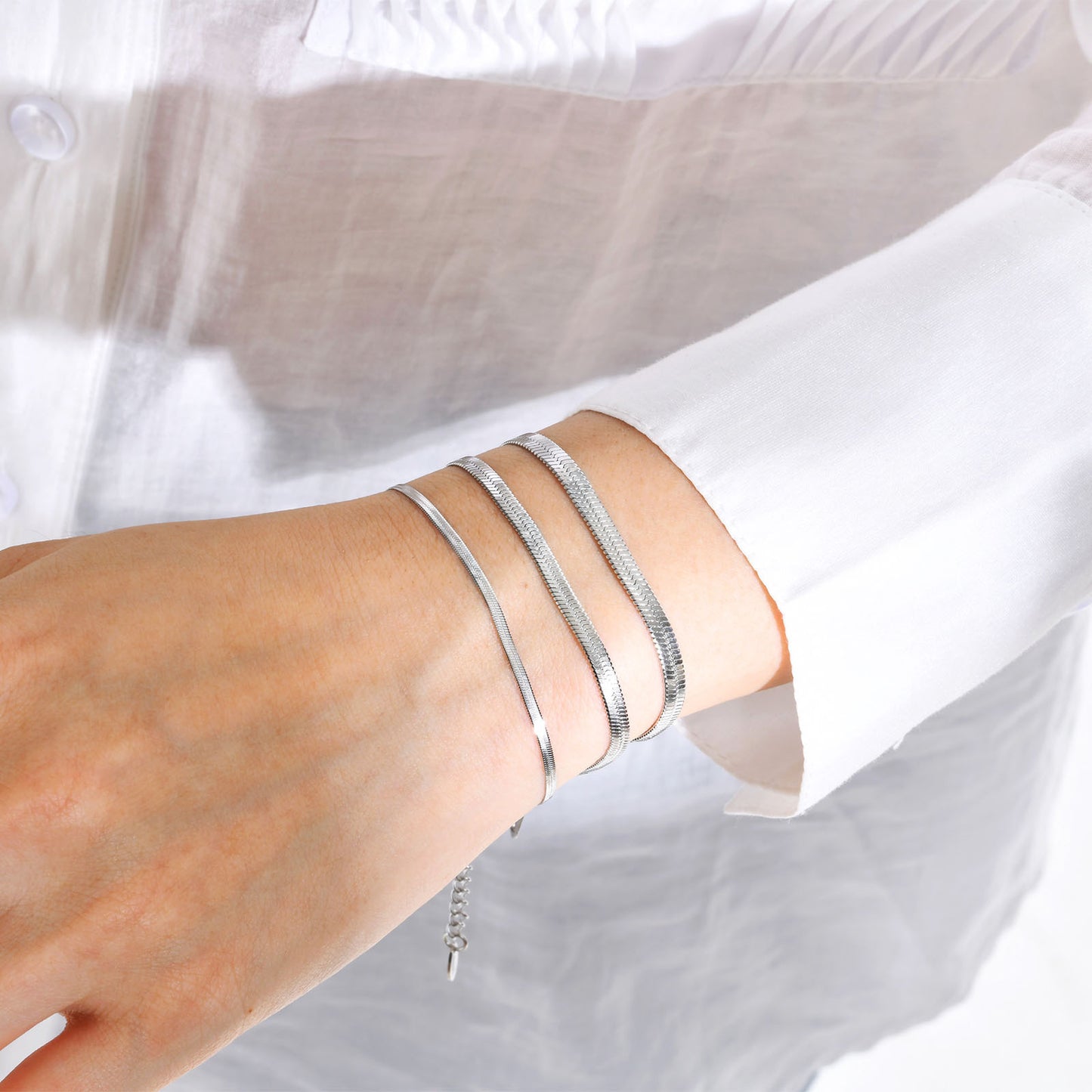 Stainless Steel Blade Bracelet Flat Snake Chain Jewelry Wholesale