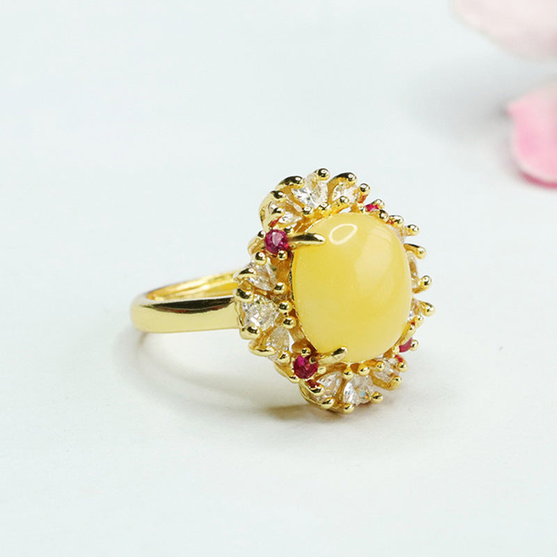 Honey Amber Zircon Sterling Silver Ring from Planderful Collection