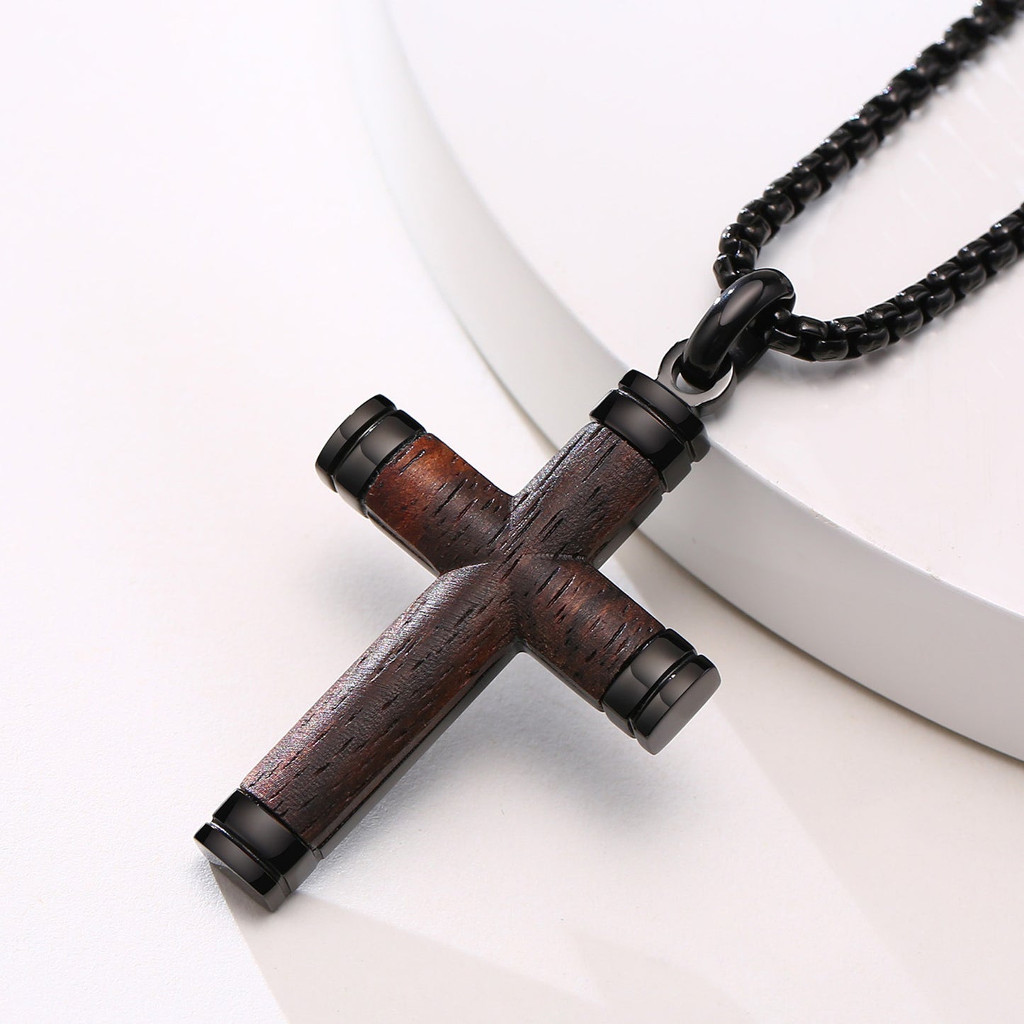 Pendant Titanium Steel Pear Wood Cross Pendant Men's Jewelry