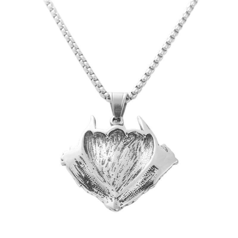 Titanium Steel Skull Pendant Necklace with Compass for Men - Retro Trendy Accessories