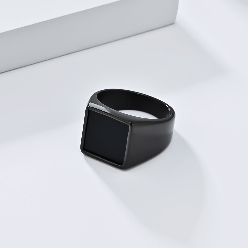 INS European and American Simple Geometry Titanium Steel Ring for Men