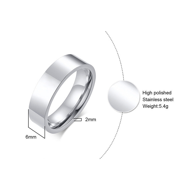 Titanium Steel Japan and Korea Simple Smooth Surface Ring