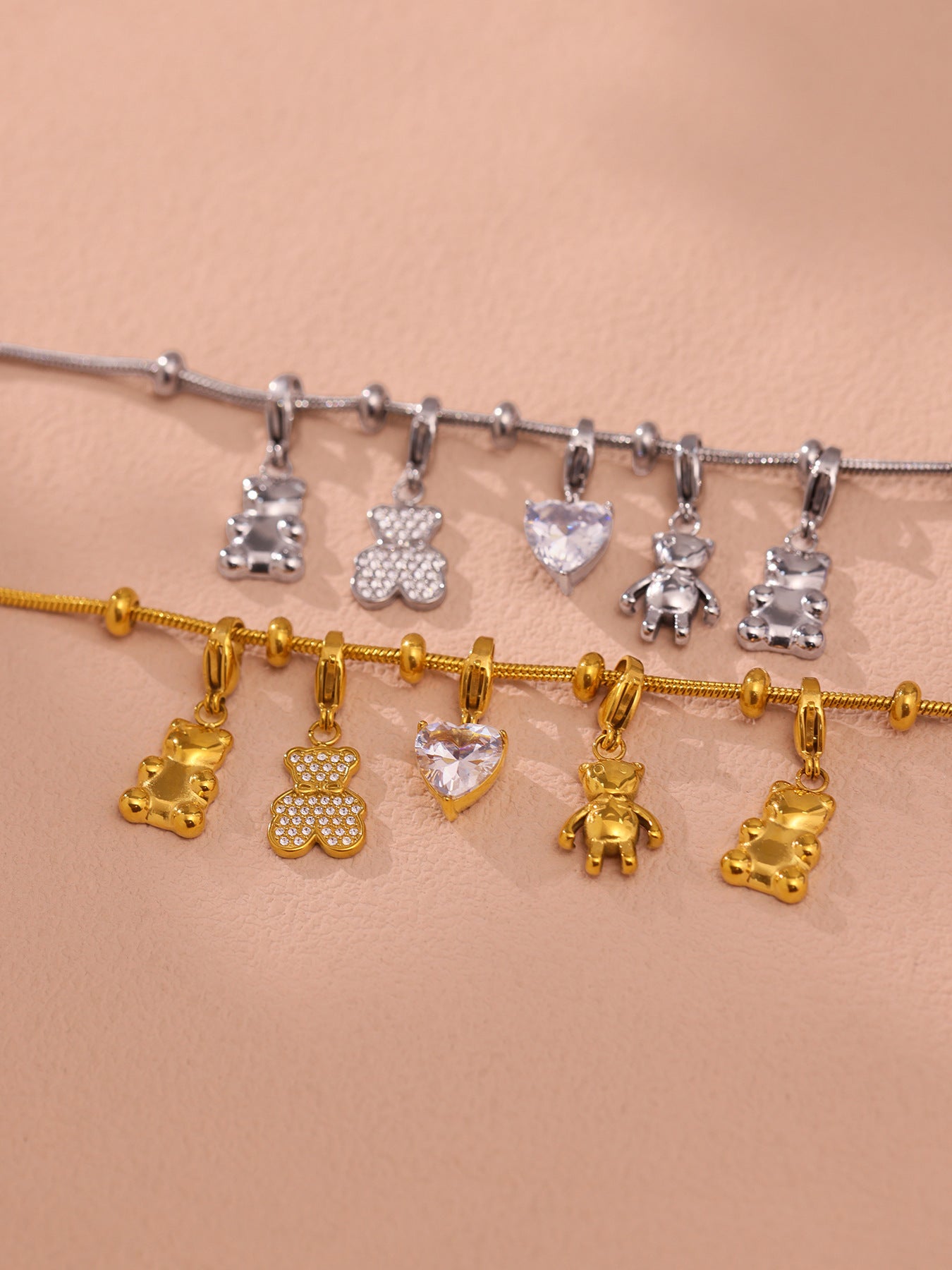 Planderful Women Zircon Bracelet Stainless Steel 18K Gold