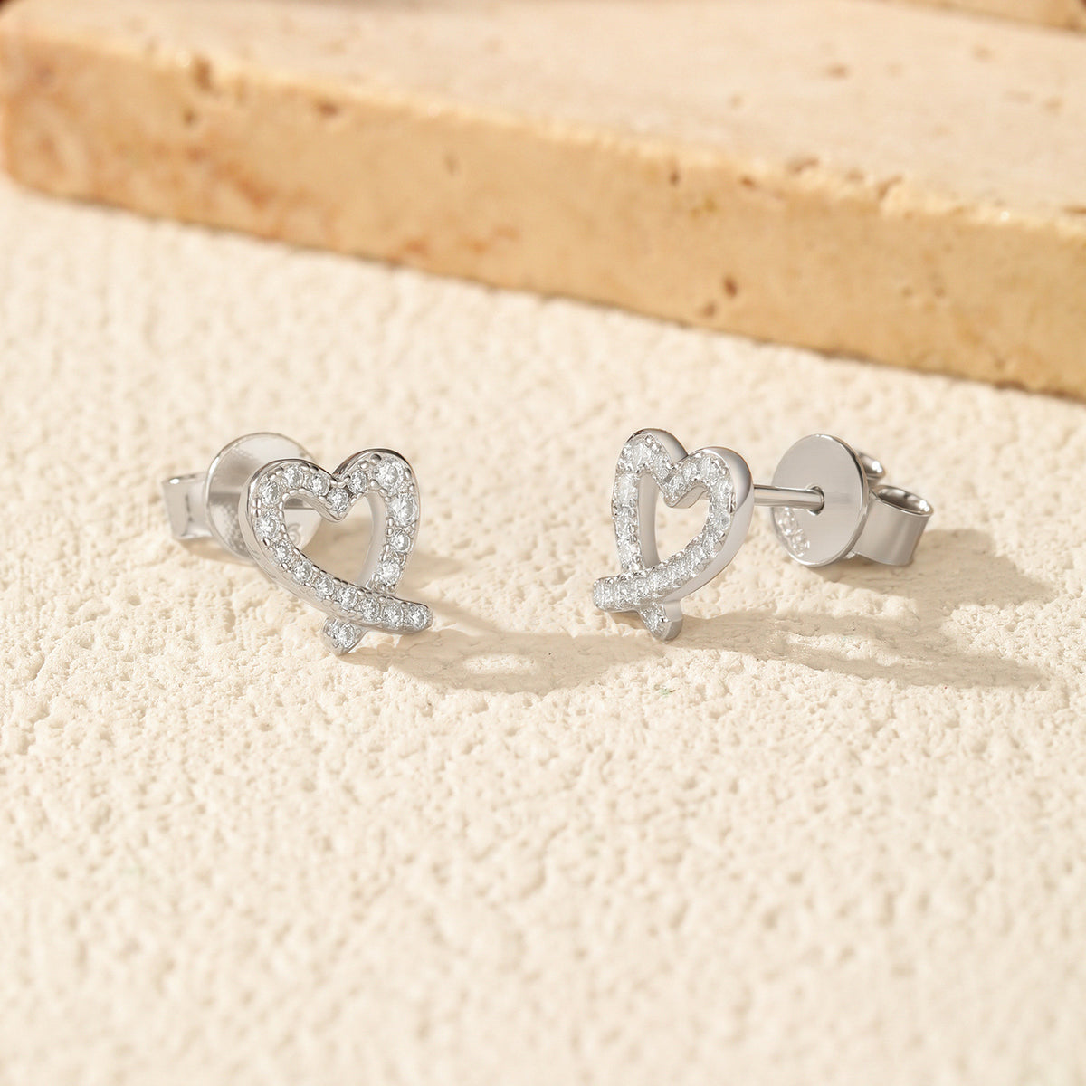 925 Sterling Silver Heart Irregular Moissanite Stud Earrings