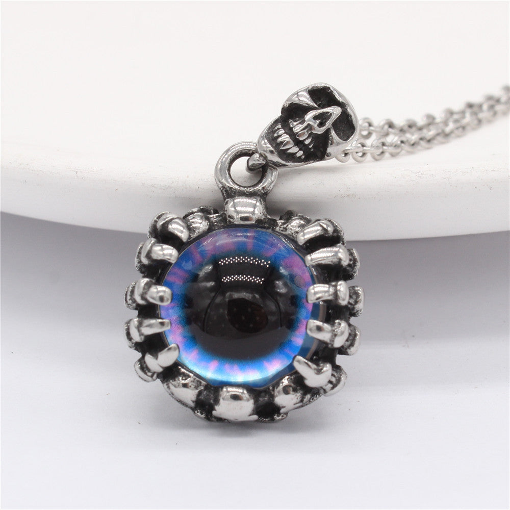 Colored Devil's Eye Titanium Steel Pendant Necklace