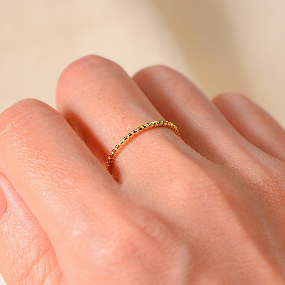 Korean S925 Pure Silver Braided Ring Spiral Twisted Pattern Cool And Delicate Thin