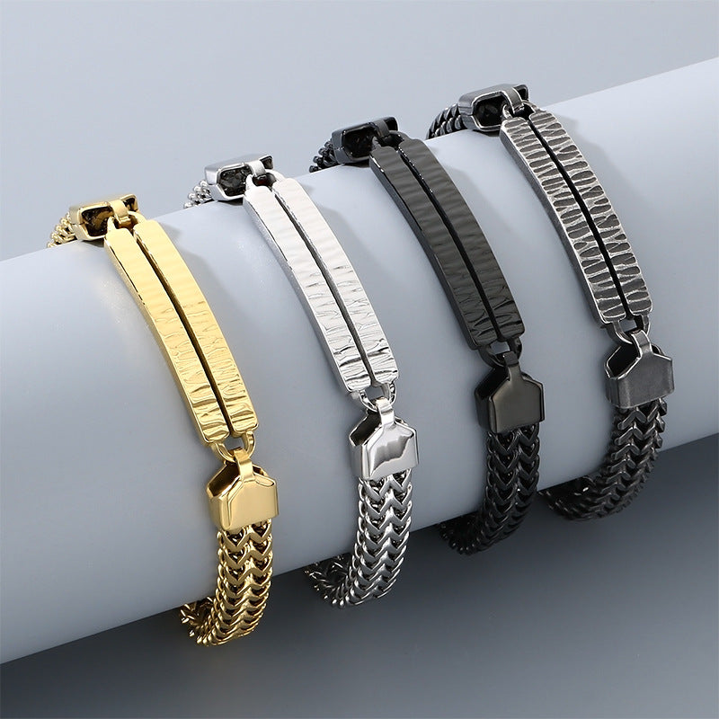 Buckle – One-Word Curved Brand Layered Keel Chain Bracelet