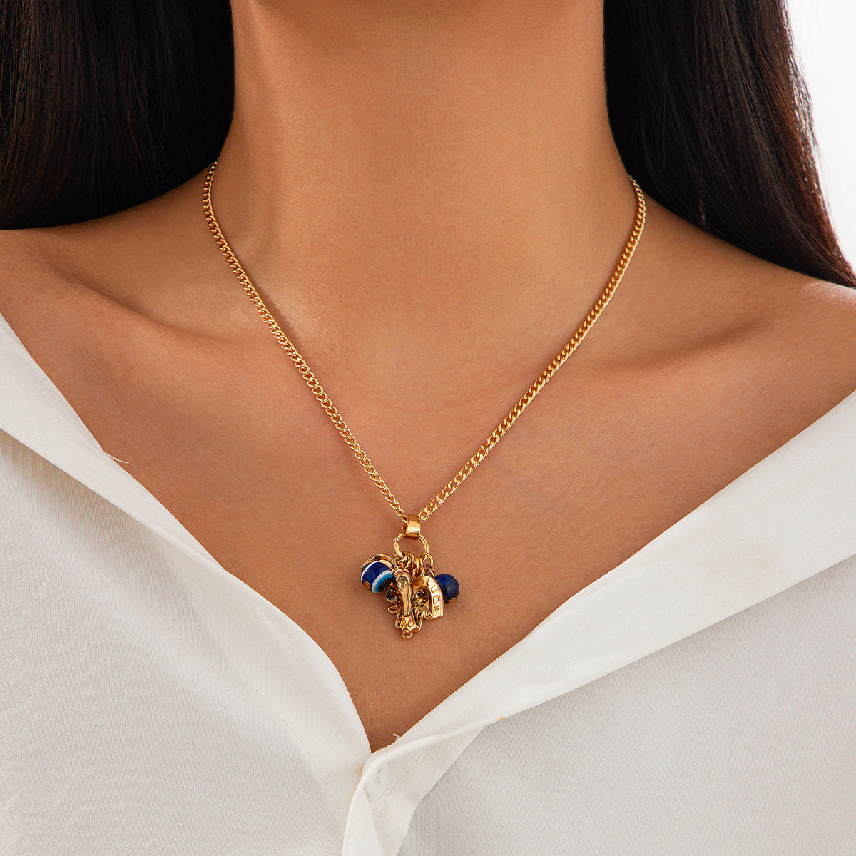 Conch, Fish & Eye Coastal Bead Necklace