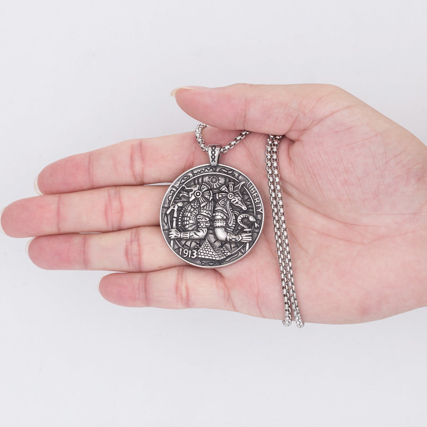 Steel Necklace – Statement Pharaoh Pendant