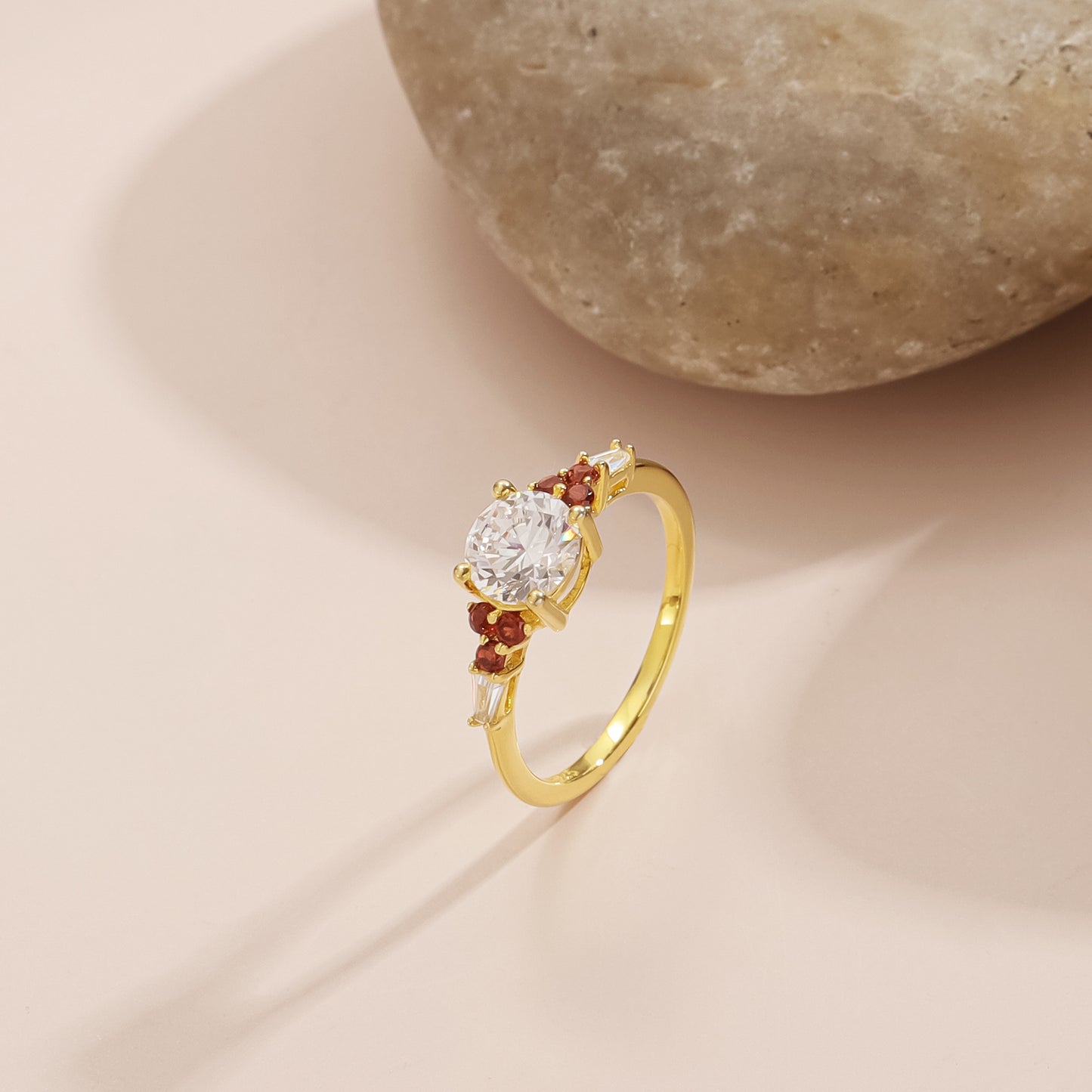 2025 New 1 Carat Round Moissanite Natural Garnet Ring S925 Sterling Silver Summer Fresh Accessories