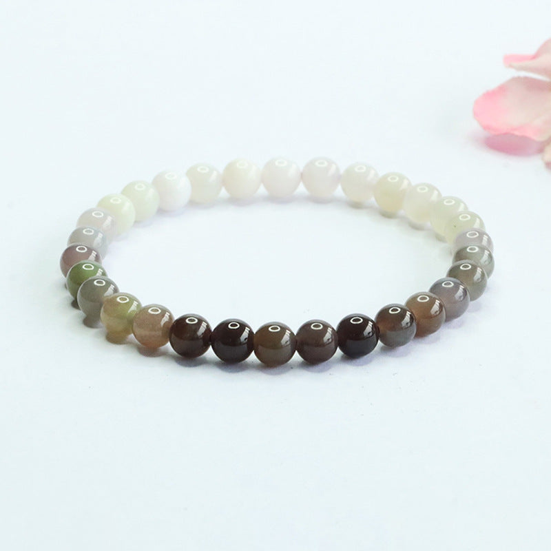 Smoke Purple Hetian Jade Round Bead Bracelet
