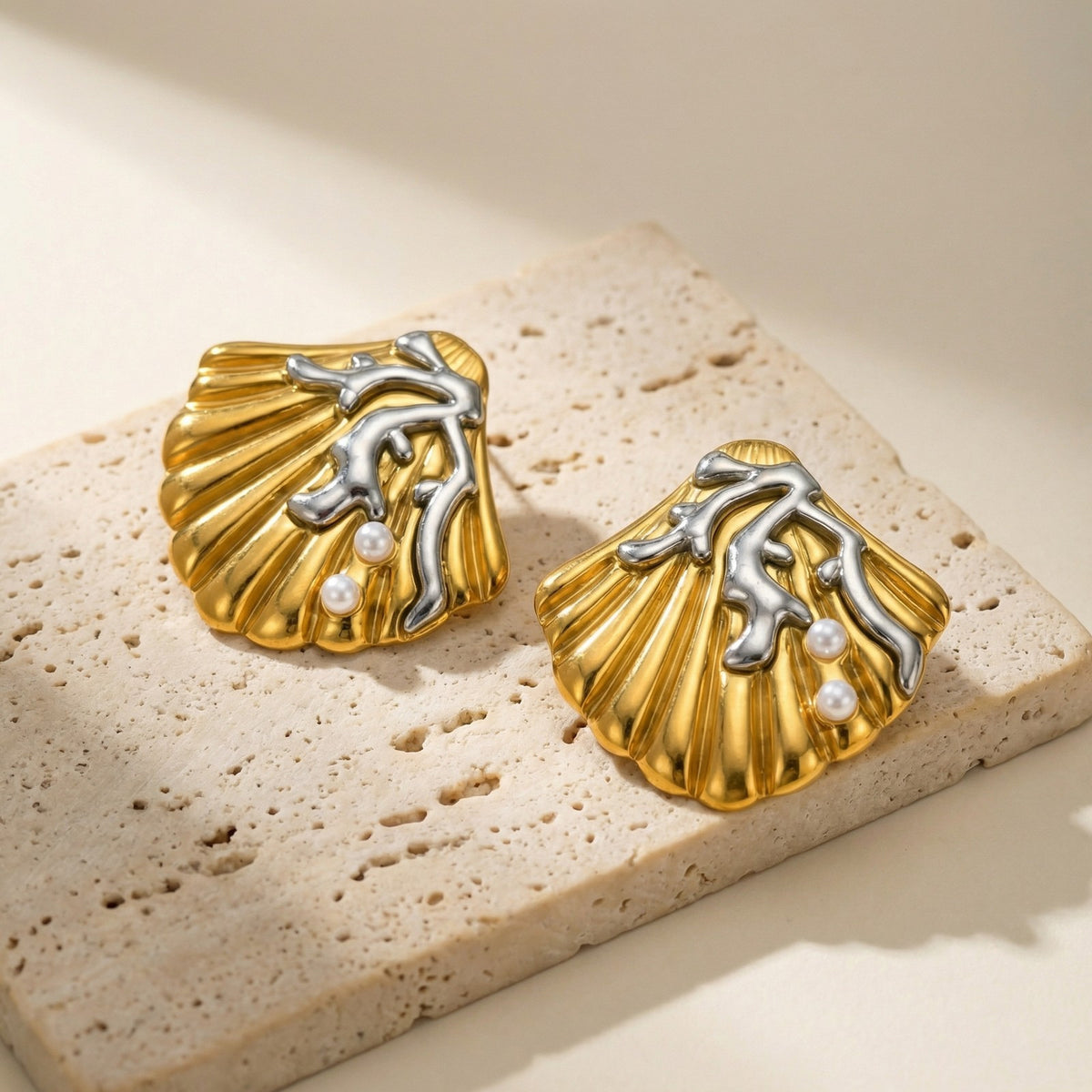 Stainless Steel Pearl Earrings