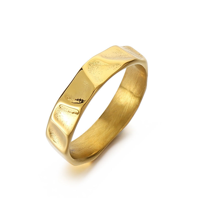 Niche Design Texture Stainless Steel Men's Rings, Trendy Men's Irregular Texture Titanium Steel