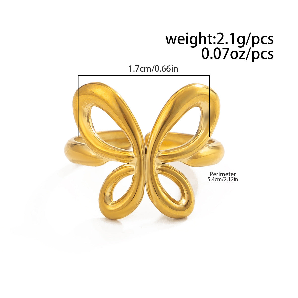 Planderful Stainless Steel Butterfly Ring For Women Vienna Verve Vacation Style Hollow Geometric Opening Jewelry