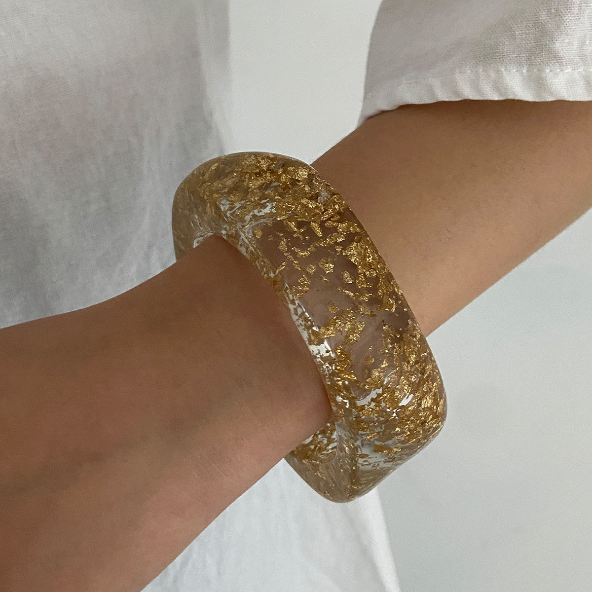Planderful Vienna Verve C Shaped Bracelet Gold Foil Retro Wide For Women Statement Jewelry