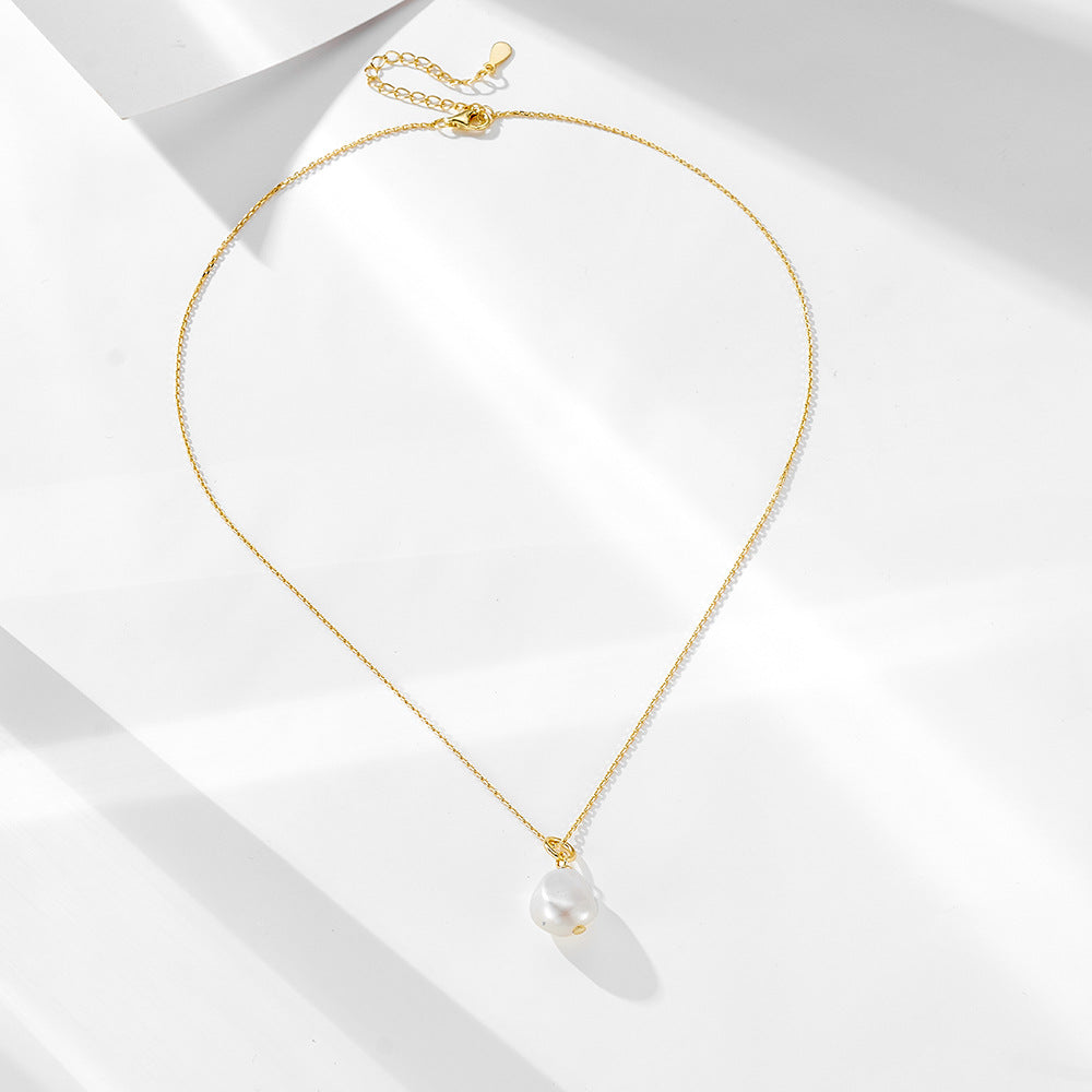 S925 Sterling Silver Natural Freshwater Pearl Necklace for Women