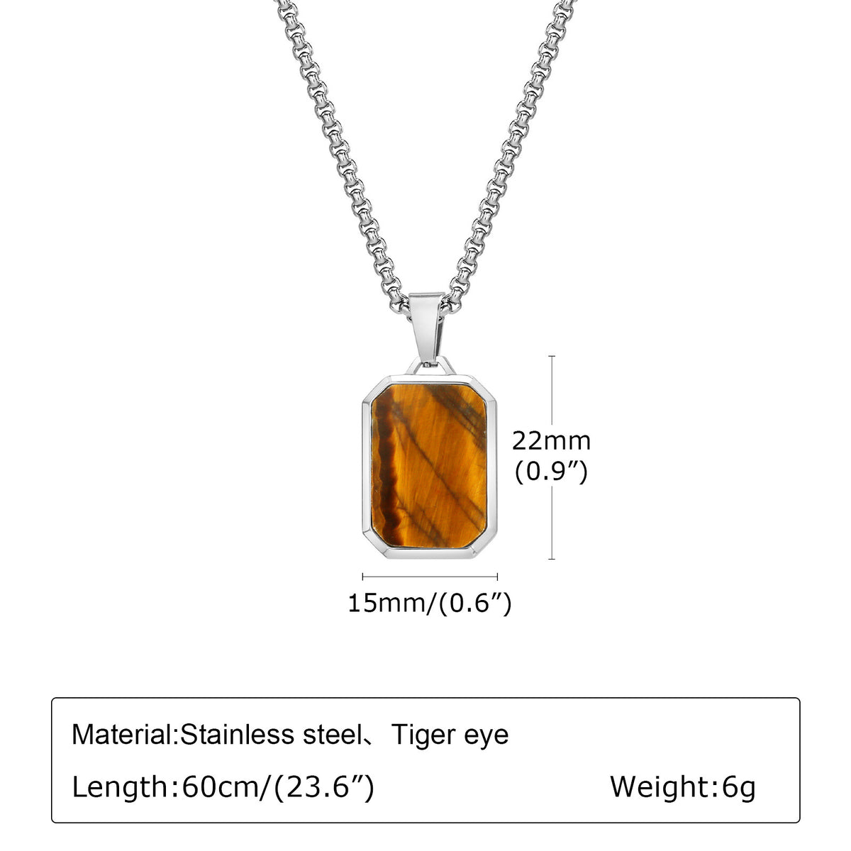 Tiger's Eye Turquoise Lapis Lazuli Geometric Stainless Steel Necklace