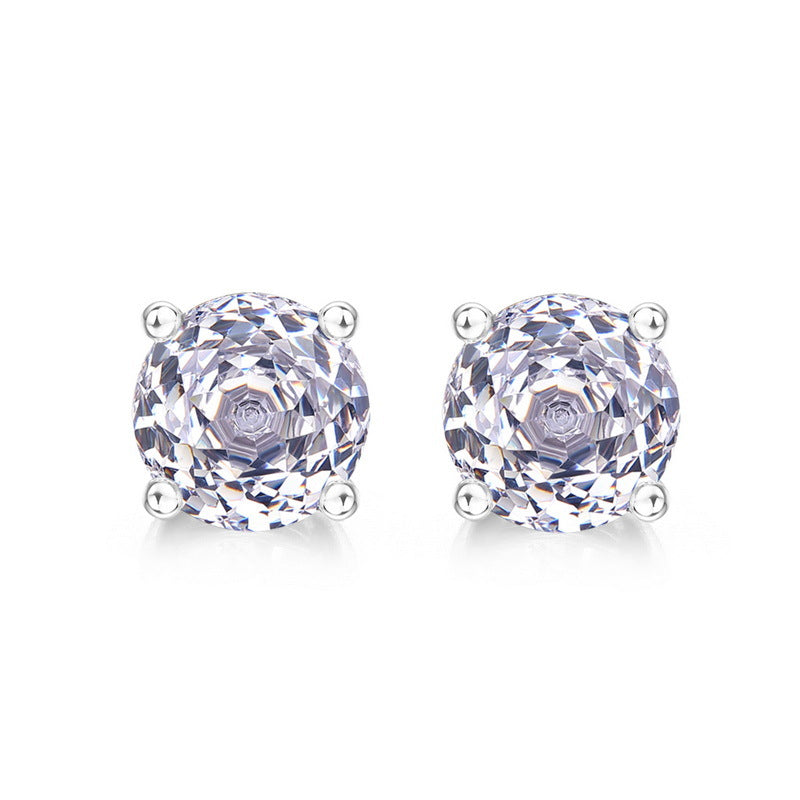 S925 Sterling Silver Zircon Rose Stud Earrings