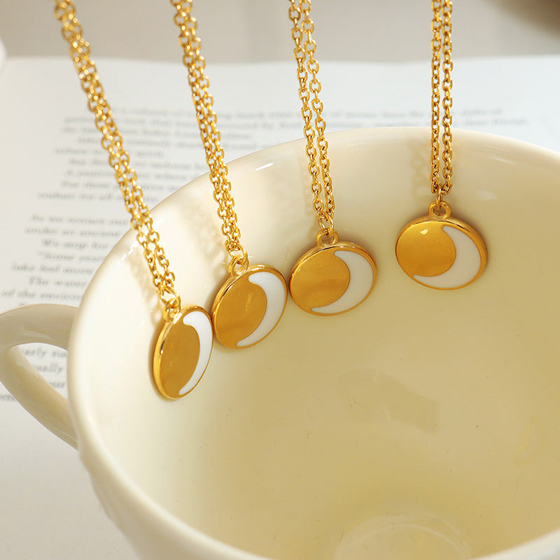 Moonlit Enamel Necklace - Trendy Korean Style Internet Celebrity Jewelry