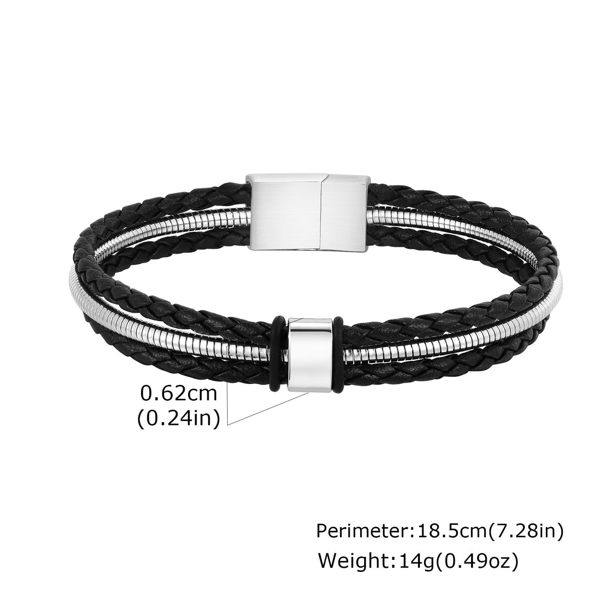 Vintage Black Stainless Steel Bracelet for Men
