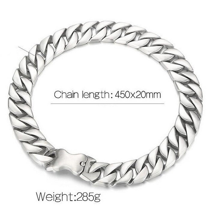 Trend Bone Buckle Necklace Decoration, Simple And Encrypted Sand Surface Cuban Chain Titanium