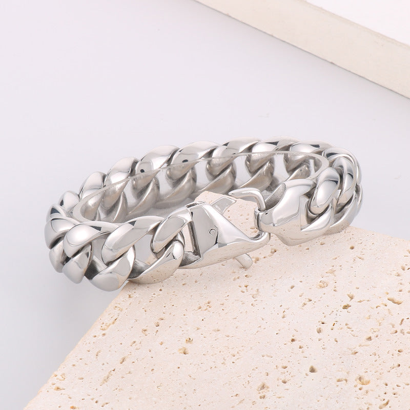Urban Chic Titanium Steel Cuban Chain Bracelet for Men - Simple and Stylish Jewelry