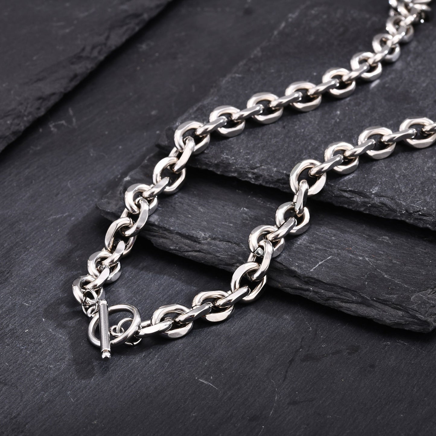 European And American Hip Hop Stainless Steel Men's OT Buckle Coarse Necklace