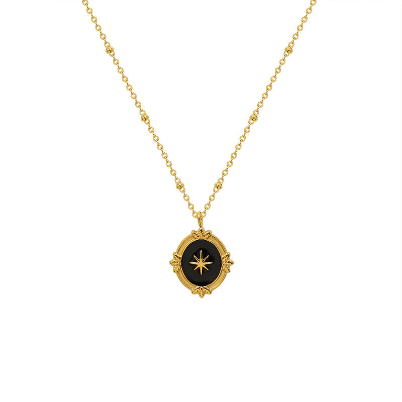 Golden Starry French Court Necklace - Premium Titanium Steel, Fade-Resistant Clavicle Chain
