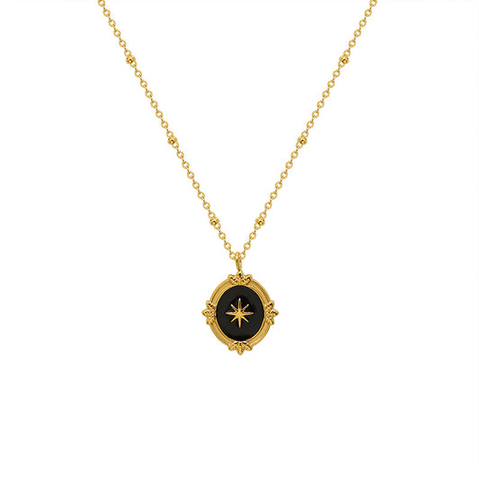 Golden Starry French Court Necklace - Premium Titanium Steel, Fade-Resistant Clavicle Chain