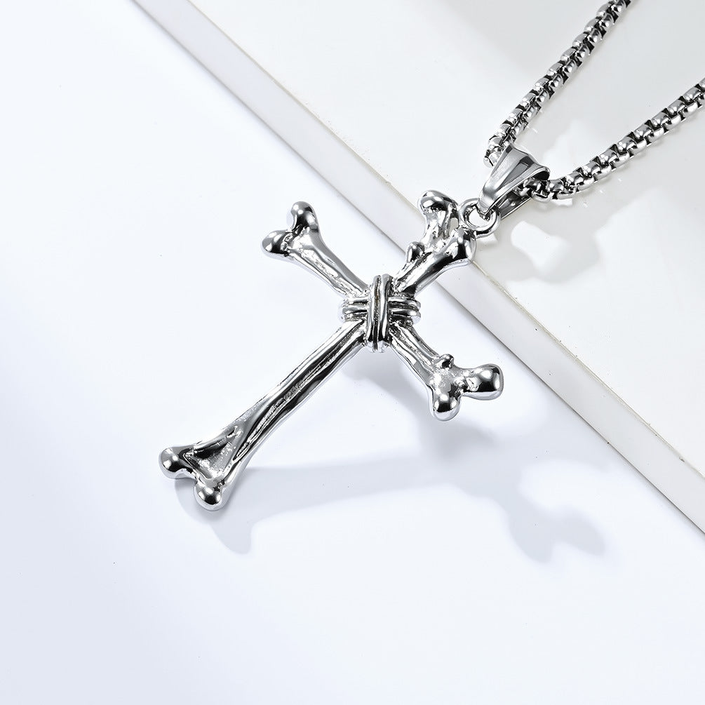 Amazon Titanium Steel Bone Cross Necklace for Men Wholesale
