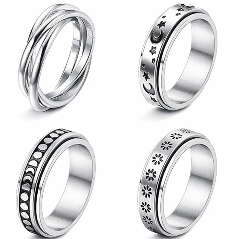 Planderful Everyday Genie Rotatable Decompression Ring Unisex Couple Wedding Gift