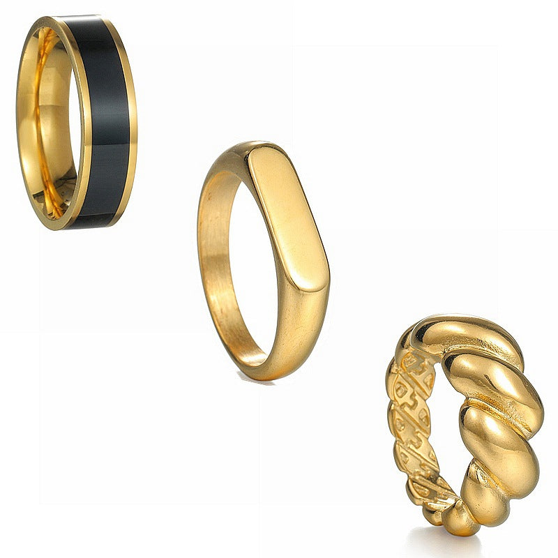 Planderful Everyday Genie Gold Plated Stainless Steel Couple Ring Set For Him And Her Unisex Protection Non Fade Shine