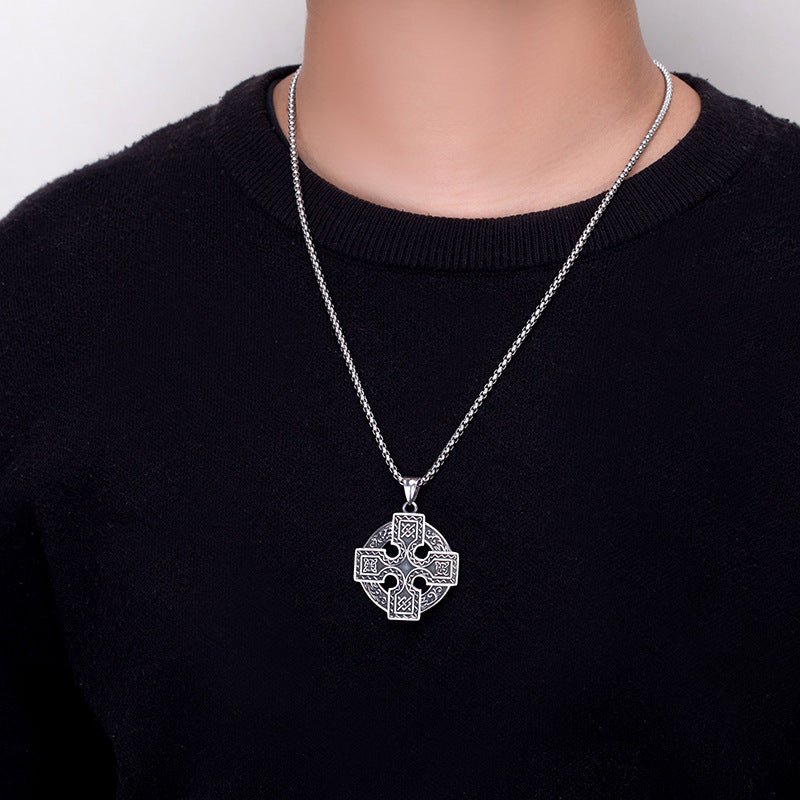 Titanium Steel Necklace - Vintage Nordic Viking Cross Celtic