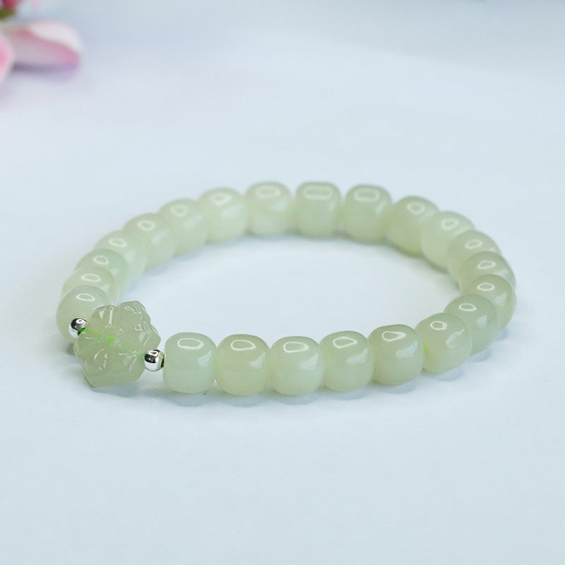 Qingshui Hetian Jade Petal Bead Bracelet