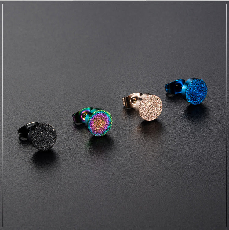 Titanium Steel Matte Stud Earrings for Men, Hipster Earclips