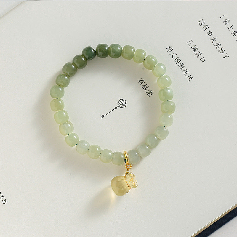 Fortune's Favor Sterling Silver Jade Handstring Bracelet