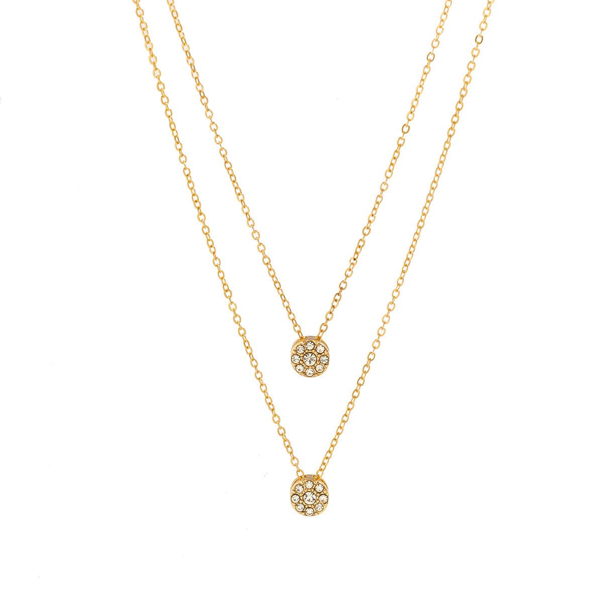 Diamond Droplet Layered Necklace for Women with Geometric Chain