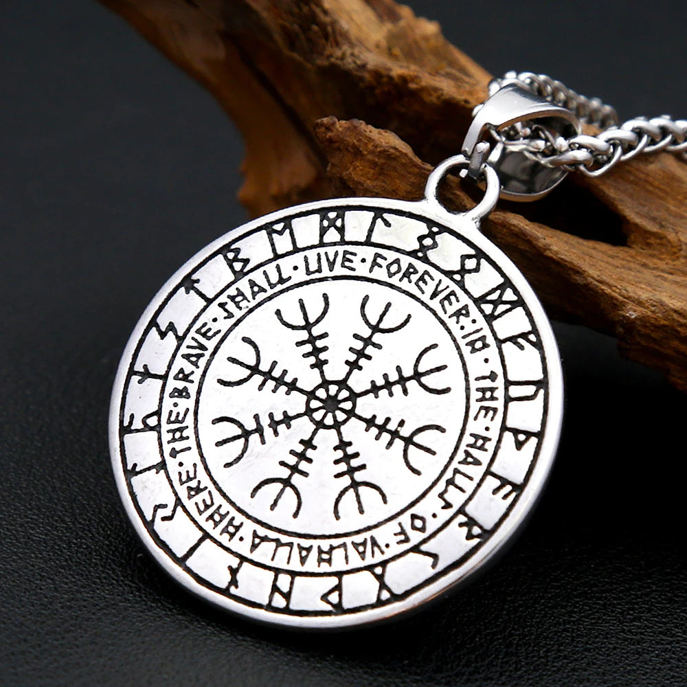 Viking Compass Stainless Steel Men's Pendant Necklace