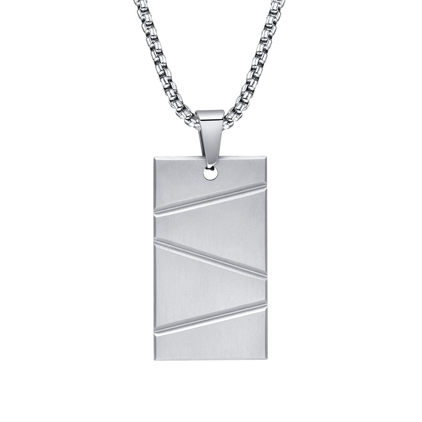 Titanium Steel Geometric Pendant Necklace for Men Engrave